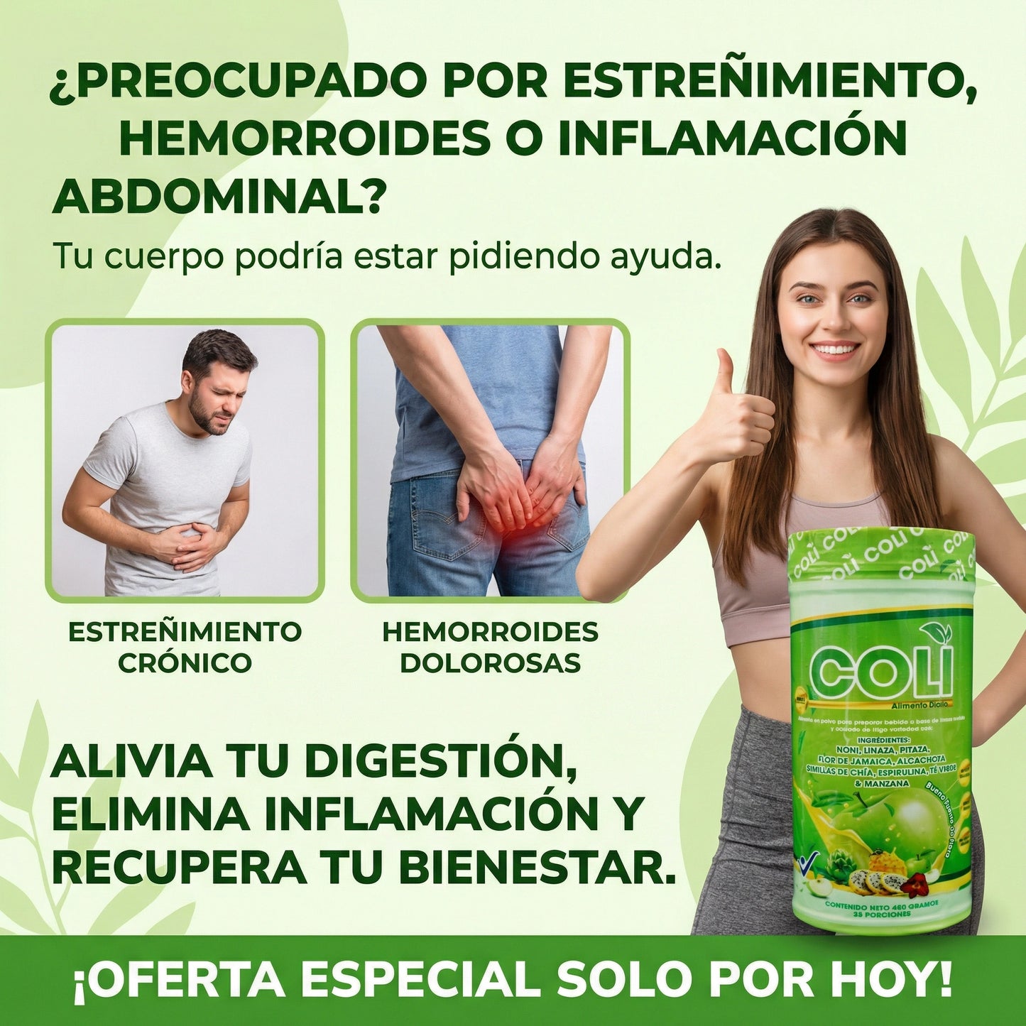 ColiPlus - Fibra Natural para Estreñimiento, Digestión y Colon Irritable