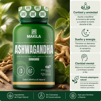 Ashwagandha – Cápsulas Blandas para Bienestar y Equilibrio Diario | 60 Unidades, 500mg