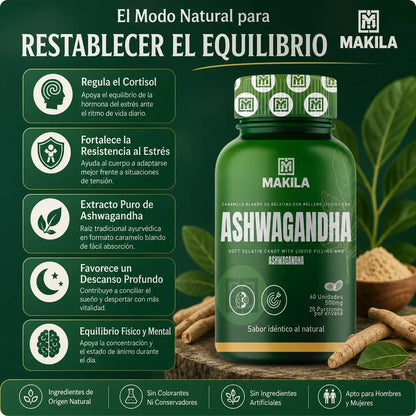 Ashwagandha – Cápsulas Blandas para Bienestar y Equilibrio Diario | 60 Unidades, 500mg