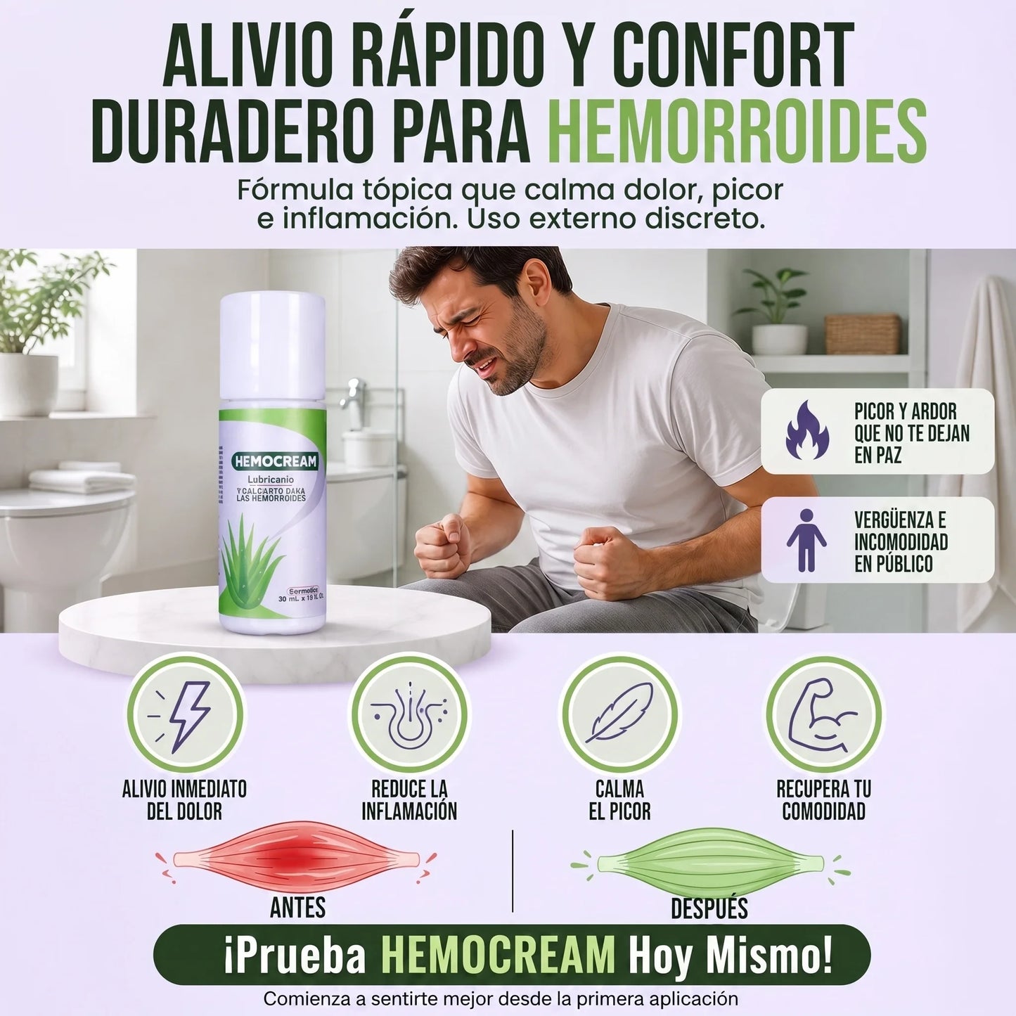 Hemocream | Alivio Rápido para Hemorroides e Inflamación | Kiunatura