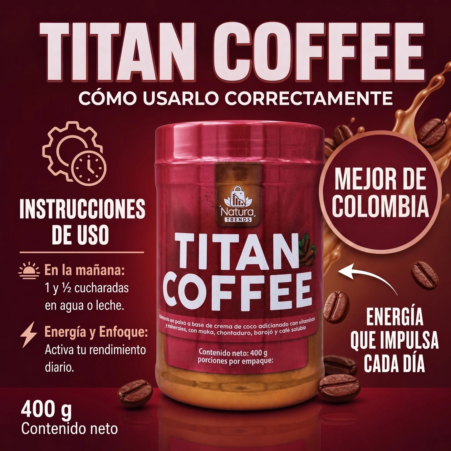 TITAN COFFEE Premium (400g) — Reactiva Tu Vigor Masculino