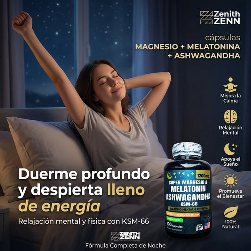 Súper Magnesio + Ashwagandha + Melatonina | Sueño y Relax | Kiunatura